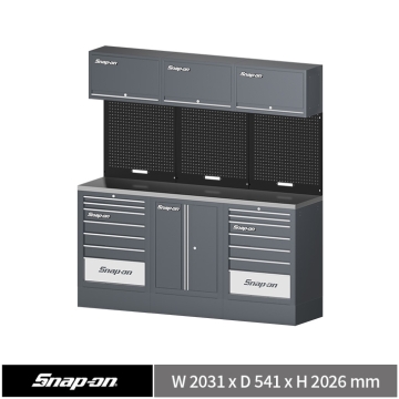 Snap-on 78" 工具系統櫃 (七抽+雙開門+七抽) (深灰+黑+深灰)