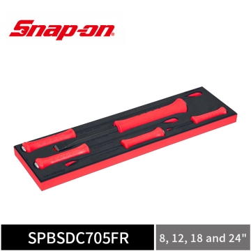 Snap-on 5件式 可敲擊撬棒／鑿刀組 附 PRO-FI™ 收納泡棉 (8, 12, 18 and 24") (紅)