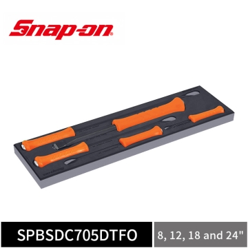 Snap-on 5件式 可敲擊撬棒／鑿刀組 附灰色 PRO-FI™ 收納泡棉 (8, 12, 18 and 24") (橘)