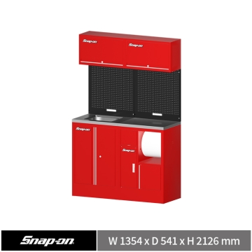 Snap-on 52" 工具系統櫃組合 (雙開門+資源回收) (紅+黑+紅)
