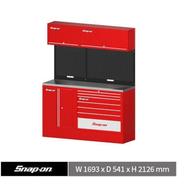 Snap-on 66" 工具系統櫃組合 (雙開門+七抽) (紅+黑+紅)
