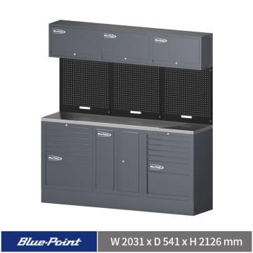 Blue-Point® 78" 工具系統櫃組合 (七抽+雙開門+七抽) (深灰+黑+深灰)