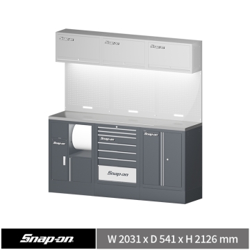 Snap-on 78" 工具系統櫃組合 (資源回收+7抽+雙開門) (淺灰+淺灰+深灰) YSP 2.0