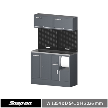 Snap-on 52" 工具系統櫃組合 (雙開門+資源回收) (深灰+黑+深灰)