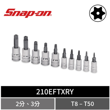 Snap-on 10件式 TORX® 2分 3分 防拆型 6角星型中孔起子套筒組 (T8–T50)