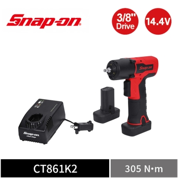 Snap-on 14.4V 3/8" 三分 305Nm 無刷衝擊扳手套組｜雙電池+充電座 (紅)