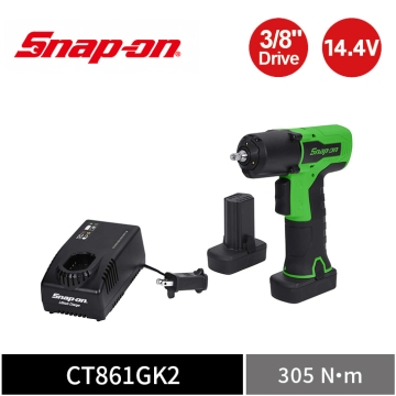 Snap-on 14.4V 3/8" 三分 305Nm 無刷衝擊扳手套組｜雙電池+充電座 (綠)