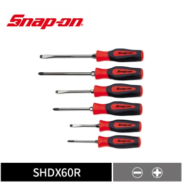 Snap-on 6件式 Instinct® 硬握柄 一字/十字螺絲起子必備套組 (含工具收納托盤) (紅)