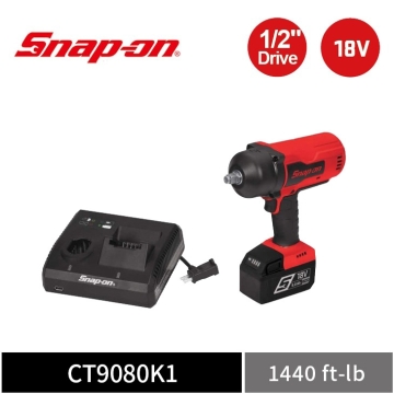 Snap-on 18V 1/2" 四分 1952Nm 卡車用 超大扭力無刷衝擊扳手｜單電池+充電座 (紅)