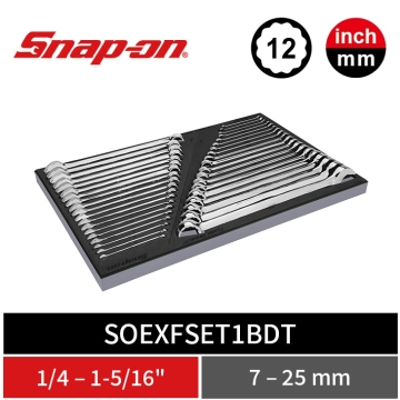 Snap-on 38件式 12角 公/英制 Flank Drive® Plus 梅開扳手專業套組 附 PRO-FI™ 收納泡棉 (鈦灰)