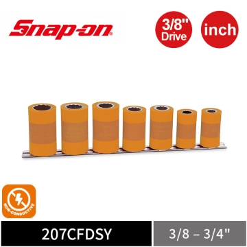 Snap-on 7件式 3/8" Drive 12角 英制 絕緣複合材質 套筒組 (3/8–3/4")