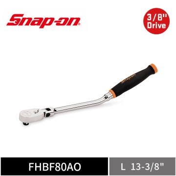 Snap-on 3/8" Drive Dual 80® 3分 軟握把彎柄 活動式可逆棘輪扳手 (橘)