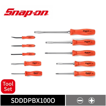 Snap-on 10件式 螺絲起子與口袋型磁吸撬棒工具組 (橘)
