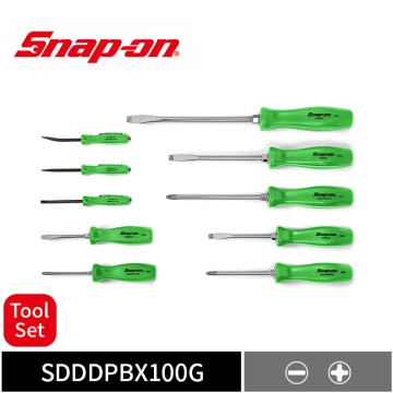Snap-on 10件式 螺絲起子與口袋型磁吸撬棒工具組 (綠)