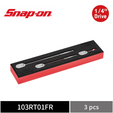 Snap-on 3件式 1/4" Drive Dual 80® 2分 可逆棘輪扳手組 附 PRO-FI™ 收納泡棉 (紅)