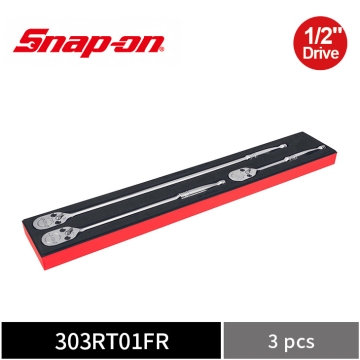Snap-on 3件式 1/2" Drive Dual 80® 4分 可逆棘輪扳手組 附 PRO-FI™ 紅色收納泡棉