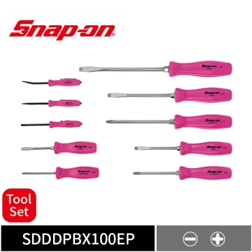 Snap-on 10件式 螺絲起子與口袋型磁吸撬棒工具組 (限量粉)