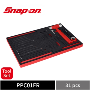 Snap-on 31件式 沖頭／鑿子與雙面定擊鎚工具組 附 PRO-FI™ 收納泡棉 (紅)