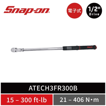Snap-on 1/2" Drive TechAngle® 四分 活動式電子扭力扳手 (15–300 ft-lb／21–406 Nm) (黑/黑色握把)