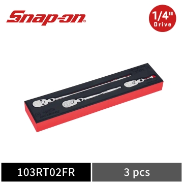 Snap-on 3件式 1/4" Drive Dual 80® 2分 活動式 可逆棘輪扳手組 附 PRO-FI™ 收納泡棉 (紅)