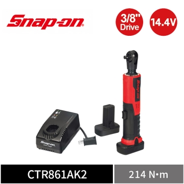 Snap-on 14.4V 3/8" Drive 三分 電動棘輪扳手 214Nm｜雙電池+充電座 (紅)