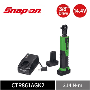 Snap-on 14.4V 3/8" Drive 三分 電動棘輪扳手 214Nm｜雙電池+充電座 (綠)