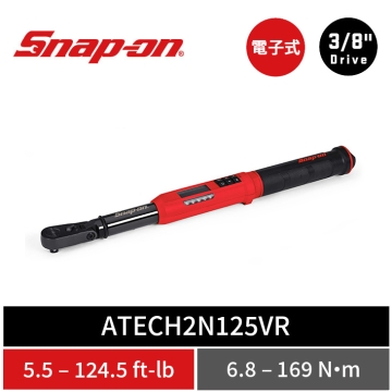 Snap-on 3/8" Drive TechAngle® 活動式電子扭力扳手 (6.8–169 Nm) (紅/黑色本體)