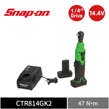 Snap-on 14.4V 1/4" Drive 二分 無刷棘輪扳手 47Nm｜雙電池+充電座 (綠)