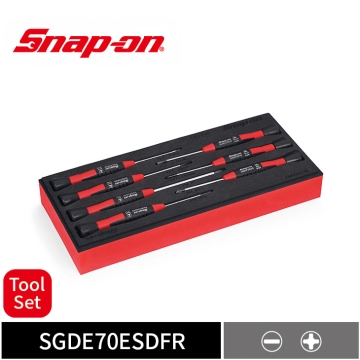 Snap-on 7件式 ESD 防靜電精密電子十字／一字起子組 附紅色 PRO-FI™ 收納泡棉