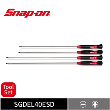 Snap-on 4件式 ESD 加長型防靜電精密電子十字／一字起子組