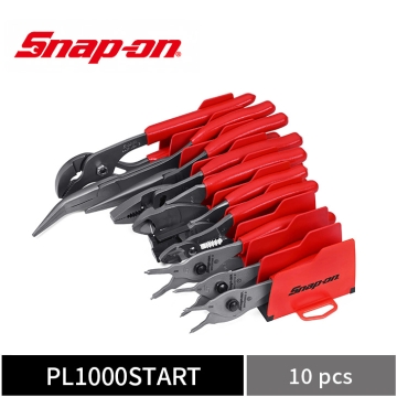 Snap-on 10件式 基礎鉗工具組 附整理收架 (紅)