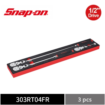 Snap-on 3件式 1/2" Drive Dual 80® 4分 軟膠長柄 / 極短柄 活動式可逆棘輪扳手組 附 PRO-FI™ 紅色收納泡棉