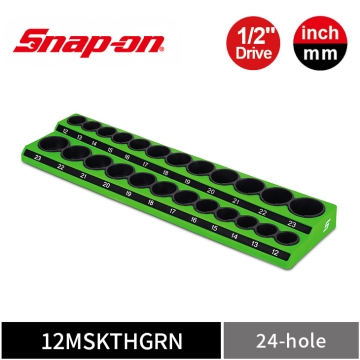 Snap-on 1/2" Drive 公/英制 雙排磁吸式四分套筒收納座 (綠)