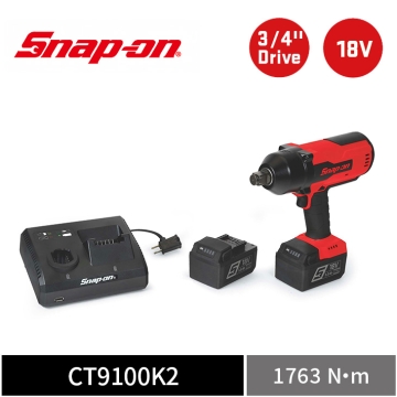Snap-on 18V 3/4" 六分 1700Nm 卡車用超大扭力無刷衝擊扳手｜雙電池+充電座 (紅)