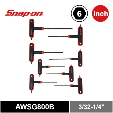 Snap-on 8件式 英制 T型/L型 六角扳手組 (3/32–1/4")