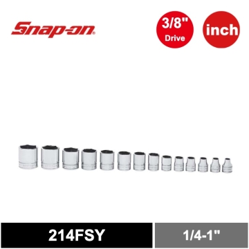 Snap-on 14件式 3/8" 6角 SAE Flank Drive® 短套筒組 (1/4-1")