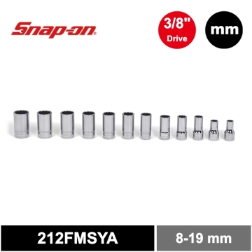 Snap-on 12件式 3/8" 12角 Flank Drive® 航太筒組 (8-19 mm)
