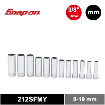 Snap-on 12件式 3/8" 6角 Flank Drive® 長筒組 (8-19 mm)