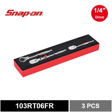 Snap-on 3 件 1/4" 驅動雙 80® 技術混合棘輪套件，附 PRO-FI™ 組織（紅色）