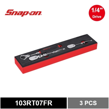Snap-on 3 件 1/4" 驅動雙 80® 技術混合棘輪套件，附 PRO-FI™ 組織（紅色）