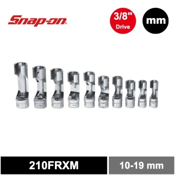 Snap-on 10件式 3/8" 6角 Flank Drive® 油管套筒組 (10-19 mm)