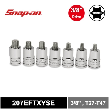Snap-on 7件式 3/8" Drive TORX® 3分 星字起子頭極短套筒組 (T27, T30, T40, T45, T47, T50 and T55)