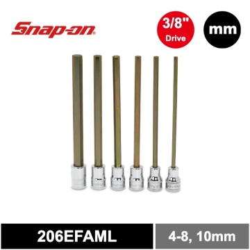 Snap-on 6件式 3/8" 六角起子頭加長套筒組