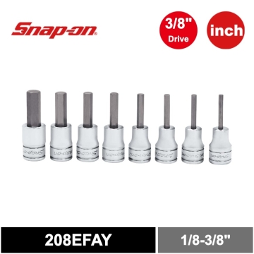 Snap-on 8件式 3/8" SAE 六角起子頭標準套筒組 (1/8-3/8")