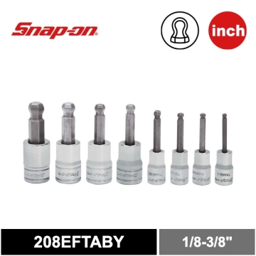 Snap-on 8件式 SAE 六角球型起子頭標準套筒組 (1/8-3/8")