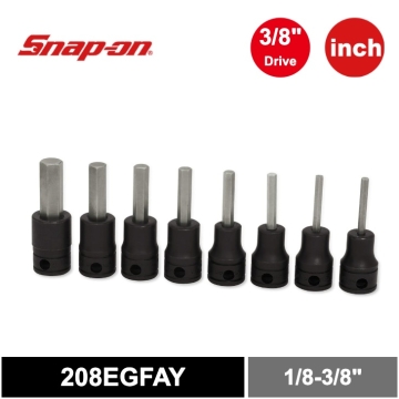 Snap-on 8件式 3/8" SAE 六角起子頭標準套筒組 (1/8-3/8")