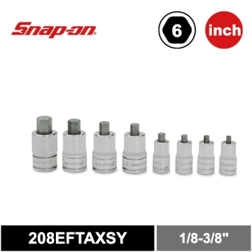Snap-on 8件式 SAE 六角起子頭極短套筒組 (1/8-3/8")
