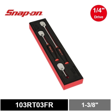 Snap-on 3件式 兩分 1/4" Dual 80® Technology 專利80齒 PRO-FI™ 棘輪扳手 軟握把 工具組 (紅色)