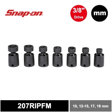 Snap-on 7件式 3/8" 6角 衝擊旋轉薄型套筒組 (10, 12-15, 17 and 18 mm)