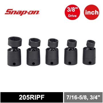 Snap-on 5件式 3/8" 6角 SAE 衝擊旋轉薄型套筒組 (7/16-5/8 and 3/4")
